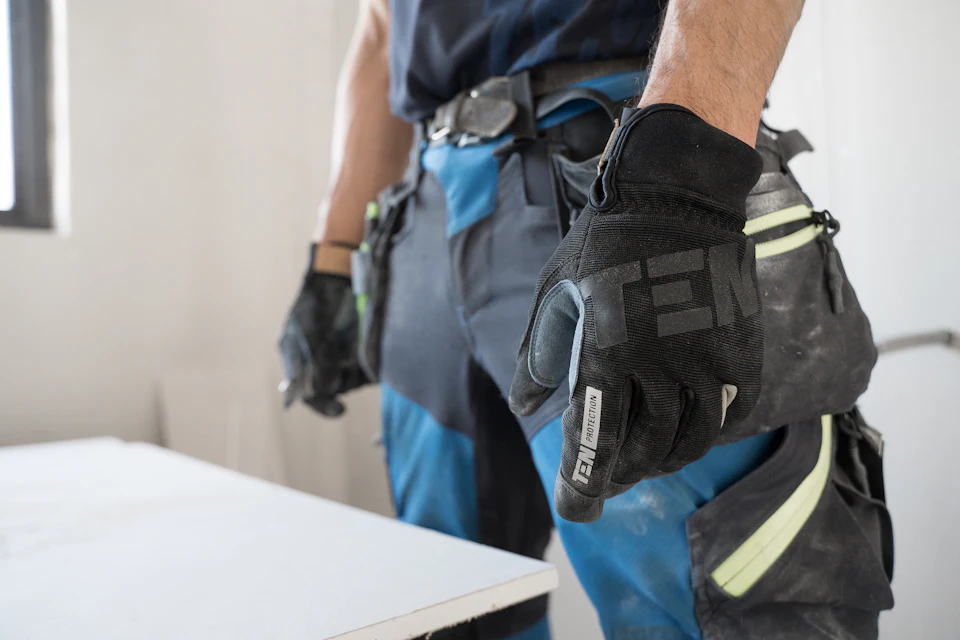 Loaded tool belt worn on site during a repair call